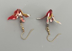 Japanese Traditional Origami Tsuru Bird Crane Design Earrings Red/White/Yellow