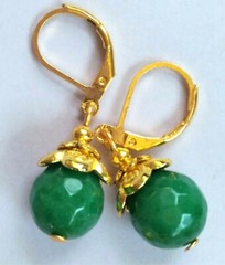 faceted JADE round drops earrings GP leverback handcrafted CHOOSE X3