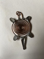 Turtle Pendant Handmade Copper And Tin 2.25 inches