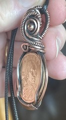 Handmade copper wire Wrapped 2003 Sacajawea Dollar Coin Pendant 2n