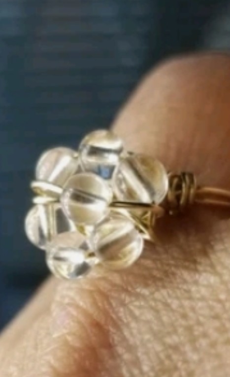 Pools of Lights Quartz Ring Byzantine style flower custom any size Silverp Goldp