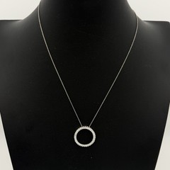 Vtg sterling silver 925 circle Pendant necklace Italy CZ Infinity QVC Designer