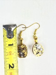 Vintage Watch parts gears steampunk hand made dangle earrings 17 jewel 1.5”