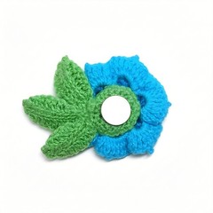 Brooch Blue Dahlia Corsage Magnetic Lapel Pin Crochet Floral Flower Handmade