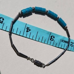 Vintage Liquid Silver Turquoise Bead Bracelet Blue Southwestern Native