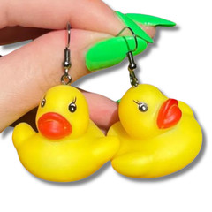Rubber Duck Earrings Real Toy Jewelry Iconic Yellow Duck