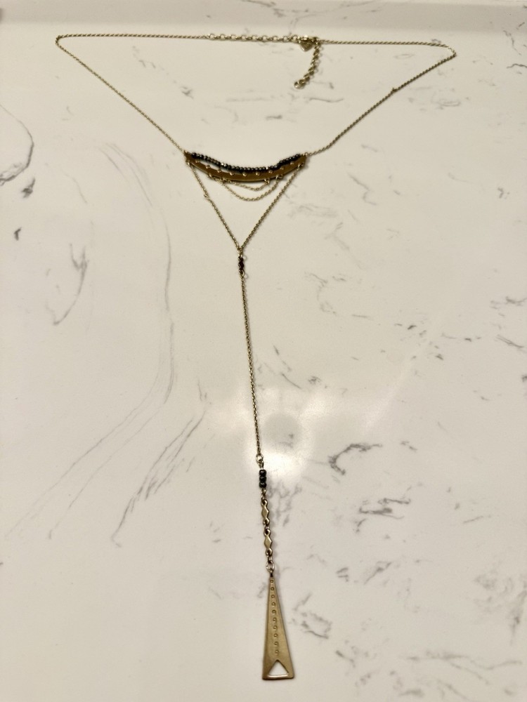 Nice Silpada K&R Brass Pyrite with Gold Plating «CASCADING Y» Necklace KRN0117