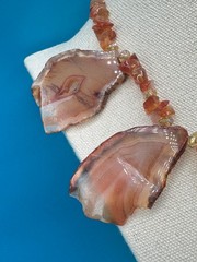 Artisan Made Agate Slice and citrine necklace 20in / 147 gm