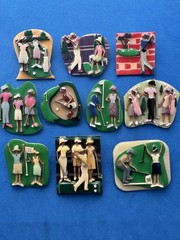 Vintage Jewelry Lot Lucinda Pin Not House Woman Golf Golfer Pin 10 Pc Whimsical