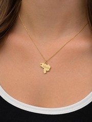 Venezuela Map Pendant Necklace 14k Solid Gold Plain or Enamel Charm
