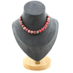 Necklace 20 Jasper Green Red Beads 8 Mm. Stainless Steel Chain Necklace Women