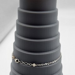 Lovely delicate Sterling Silver Bow chain bracelet natural pearl artisan dainty