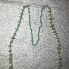 Handmade Green Weave Necklace Women 13 1/2 In with Earrings