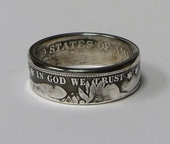 Coin ring «Handmade» from U.S. BARBER Silver US Half Dollar in size 6-14