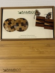 BAMBOO Sterling Silver/Enamel Women’s Wood Earrings
