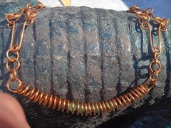 Handmade Copper Wire Necklace With Green Aventurnine Beads 4mm