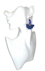 Blue Felt Fabric Earrings Dangle Costume Jewelry Unique Colorful