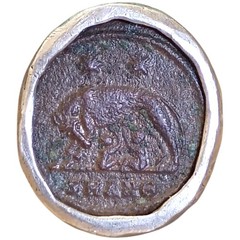Ancient Roman Empire Constantine the Great She Wolf Twins Coin 925Silver Ringsz7