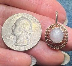 10k Gold Gray Lavender Star Sapphire Antique Filigree Pendant *Video* B