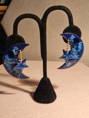 Blue Celestial Handmade Artisan Dangle Earrings