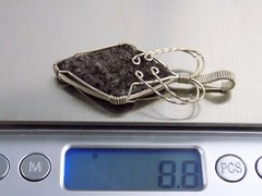 Silvertone Metal Wire Wrap Pendant Black Druzy Treated Quartz Gem 8.8g 2.25 Inch