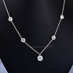 Designer 5Ct White Diamond Necklace-Great Shine ! FREE Diamond Studs