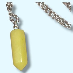 Yellow Serpentine Crystal Pendant Necklace «Lemon Jade»