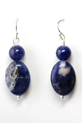 Sodalite Blue 13mm x 18mm Oval Gemstone .925 Sterling Silver Earrings 1 1/2″