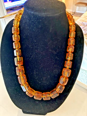 Precious Baltic Amber Necklace, 24 inches long, cognac color.