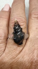 Natural Dark Seashell and Opalescent Pink Acrylic Handmade Ring Size 6.75