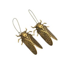 Cicada Earrings – Antiqued Brass Insect Bug Jewelry for Women.