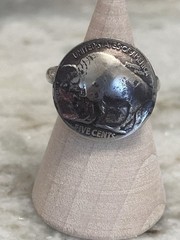 AUTHENTIC BUFFALO Nickel RING ~ NICKEL COIN ~STERLING SILVER BAND Hand Made Sz 6