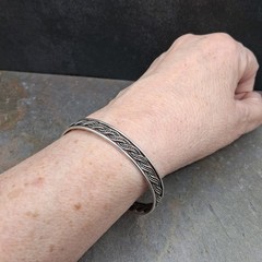 Sterling Silver Braided Cuff Bracelet 5/16″ Woven Rope Southwestern Style 6-8″