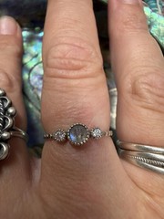 Labodorite 925 Sterling Silver Ring Size 8 3 Stones
