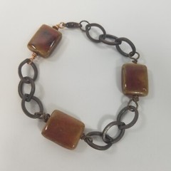 Vintage Copper & Brown Hippie Boho Bracelet Link