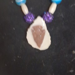 Beaded Charm Pendant Necklace Blue Purple White Brown Art Theme Unisex Adults