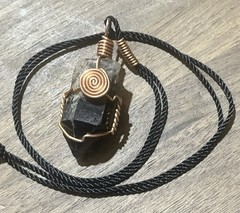 Dark Smoky Quartz Copper Wire Wrap Necklace, Smoky Quartz Crystal Pendant