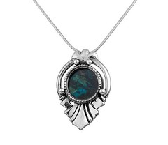 New Sterling Silver Women Necklace Natural Eilat King Solomon Stone Drop Pendant