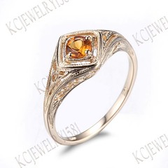 Fine Gemstone Jewelry Nice Ring Citrine Solid 14k Yellow Gold 0.21ct 4mm Round