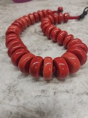 Ceramic Coral Colored Necklace Ten Thousand Villages Fair Trade Beautiful 9in