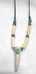 Turquoise antler hand braided with genuine Jade beads adjustable necklace.