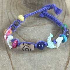 Handmade Beaded Bracelets Lot Of 3 Woven Knots Dolphin Beads