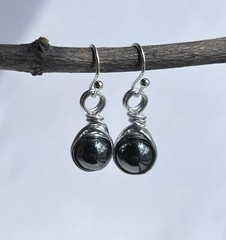 8mm Silver Hematite Sterling Silver Earrings | Dainty Simplistic Gemstone
