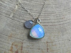 Faceted Opalite, Labradorite & 1/20 14k gf Necklace 18-19″