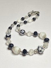 Artisan Handcrafted Art Deco Lampwork Glass Jewelry Black & White Necklace #2