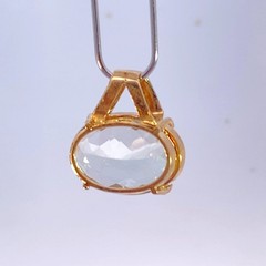 Oval Syn-Green Quartz 14K Yellow Gold 4.92g Checkerboard-Cut Pendant (EL1125403)