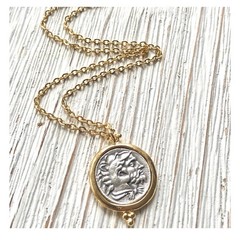 Greek horse coin necklace boutique Greece jewelry