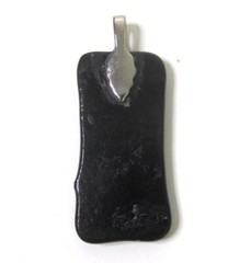 Studio Art Glass Pendant Sunrise Christian Cross Black Rectangle Artisan 2″ long