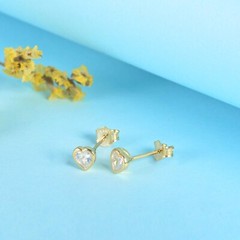 Sterling Silver Small Stud Earrings for Women Men, 3 Pairs of Tiny Heart Shap…