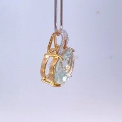 Oval Syn-Green Quartz 14K Yellow Gold 4.92g Checkerboard-Cut Pendant (EL1125403)